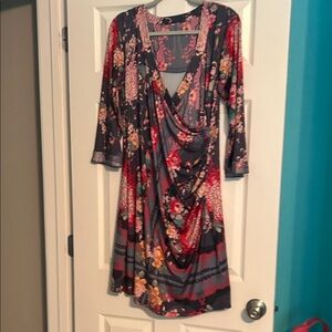 Johnny Was Multicolor Floral Midi Dress